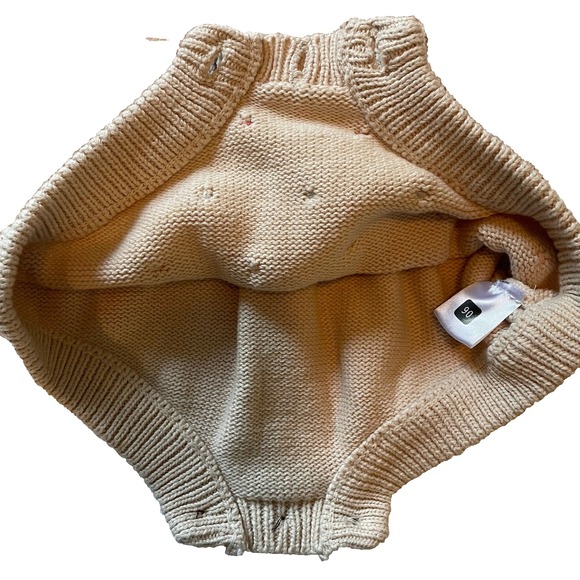 Chubby Bubby Bear Knit Romper 24 Mo Pom Pom Cream/Multi Color - Picture 3 of 4